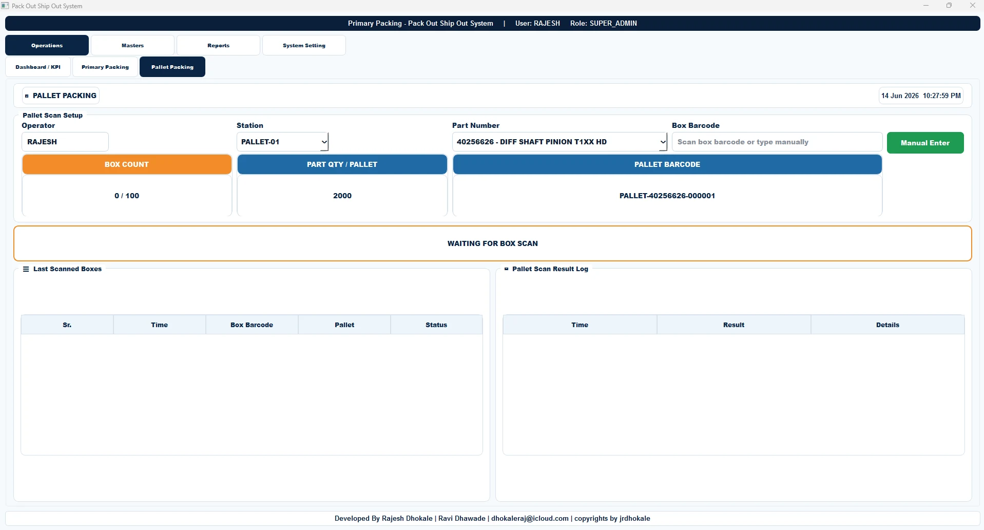 Pack Out / Ship Out application context